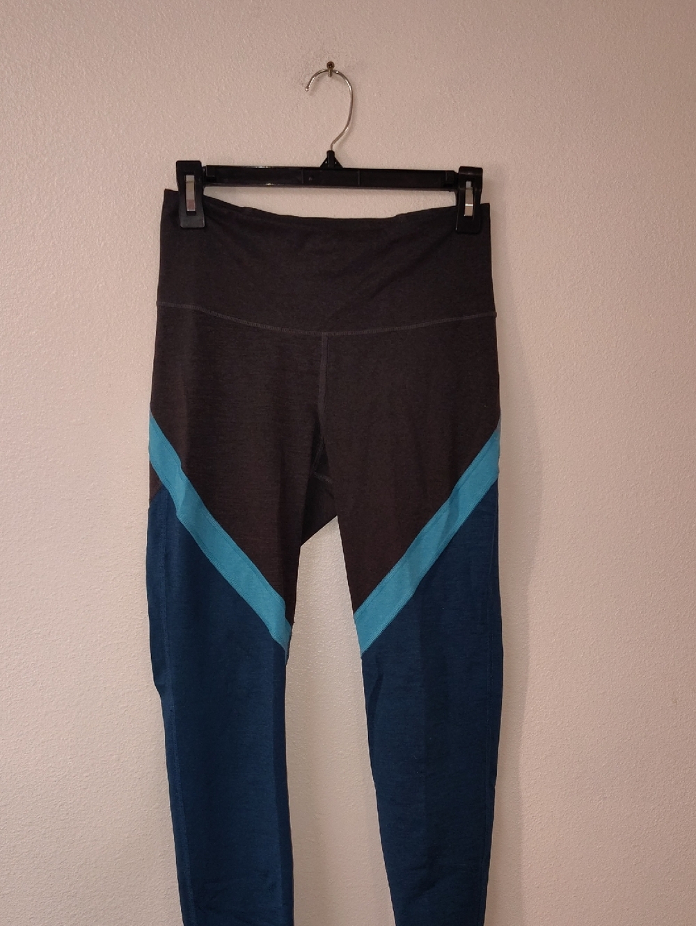 Old Navy Active Go-Dry Colorblock Leggings Womens Medium Grey‎ Blue High Waisted